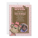 Cowgirl Western Monkey 5x7 *PHOTO* Birthday invitation