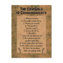 Cowgirls 10 Commandments POSTCARD