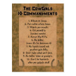 Cowgirls 10 Commandments POSTCARD
