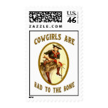 Cowgirls Are Bad To The Bone Western Postage Stamp