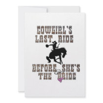 Cowgirl's Last Ride Before She's The Bride Personalized Invitation