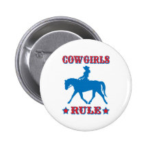 Cowgirls Rule (red/blue) Pinback Buttons