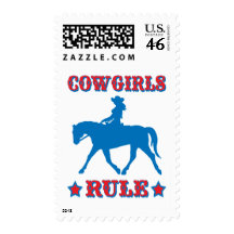 Cowgirls Rule (red/blue) Postage Stamps