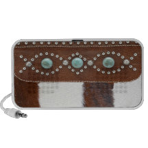 Cowhide & Turquoise Western Doodle Speaker
