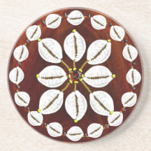 cowrie round drink coaster