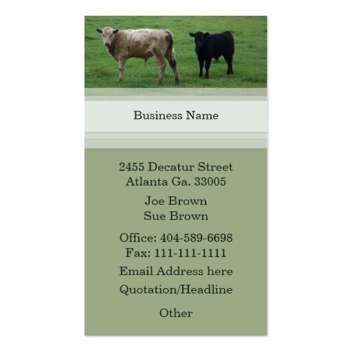 Cows Business Card (front side)