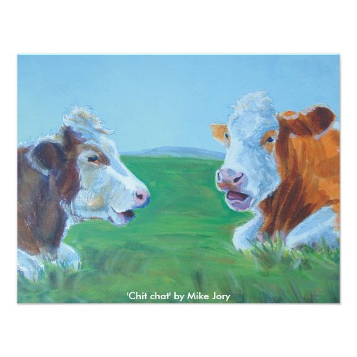 Cows chatting & lying down illustration Chit Chat Custom Invite