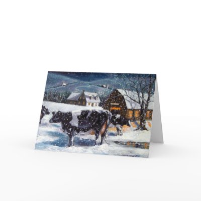 COWS: CHRISTMAS: SNOW: ART: HOLSTEIN CARDS by joyart