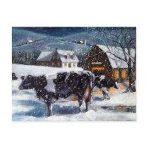 COWS: CHRISTMAS: SNOW: ART: HOLTEIN postcards