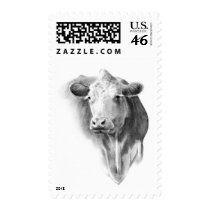 COW'S HEAD IN PENCIL POSTAGE STAMP