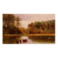 Cows In A Watering Landscape Albert Bierstadt Business Cards
