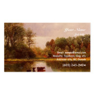 Cows In A Watering Landscape Albert Bierstadt Business Card Template