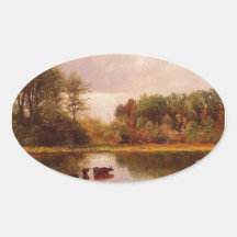 Cows in a Watering Landscape, Albert Bierstadt Sticker
