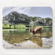 Cows in Lakes of Covadonga, Asturias Mousepad