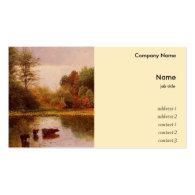 Cows in Watering Landscape, Albert Bierstadt Business Cards