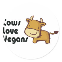 cows love vegans round stickers