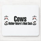 standard_mousepad - Cows.  Mother Natures Meat Sack.  This is how a meatatarian views a cow.  A big, juicy steak, roasts and some ribs and maybe a hot dog or two.  MMMmmm Meat: Sizes 