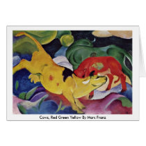 Cows, Red Green Yellow By Marc Franz Card