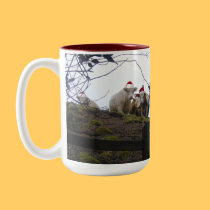 Cows wearing Santa hats Christmas gift mug. by graphicdoodles Cows wearing Santa hats Christmas gift mug.