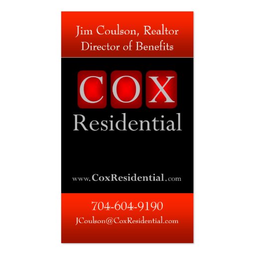 Cox Residential Business Card Templates (front side)