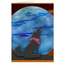Coyote Howling at the Blue Moon Greeting Cards