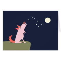 Coyote Howling at the Moon Card