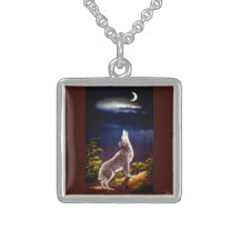 Coyote Howling at the Moon in the Desert Custom Necklace