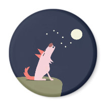 Coyote Howling at the Moon Fridge Magnets