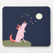 Coyote Howling at the Moon Mousepads