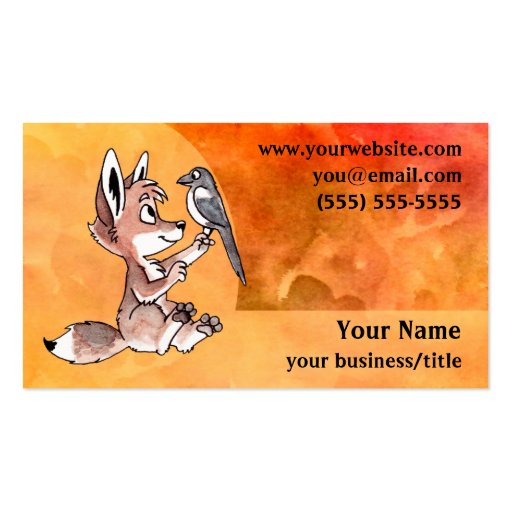 Coyote Pup Business Card - Fiery Orange (front side)