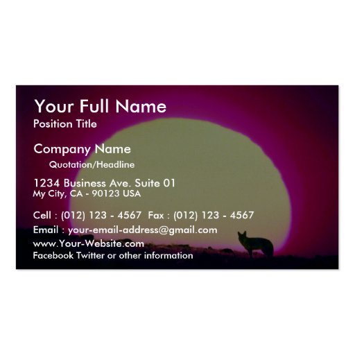 Coyote, Southwest, special effect Business Card Templates