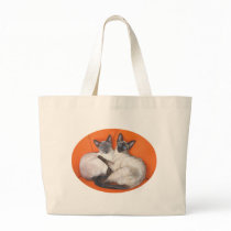 Cozy Couple Siamese Cat Canvas Bags