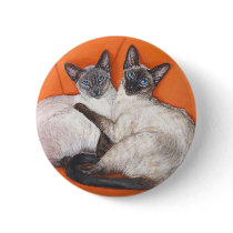 Cozy Couple Siamese Cat Pinback Button