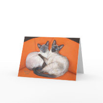 Cozy Couple Siamese Cat Cards