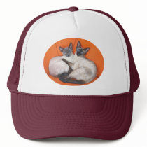 Cozy Couple Siamese Cat Trucker Hats