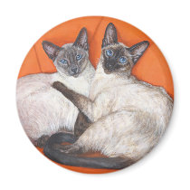 Cozy Couple Siamese Cat Refrigerator Magnet