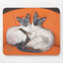 Cozy Couple Siamese Cat Mousepads