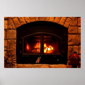 Cozy fireplace poster.
