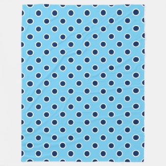 Cozy Sky Blue Fleece Blanket with Navy Polka Dots