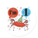 Crab 1st Birthday stickers by kids_birthdays Crab 1st Birthday stickers