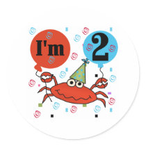 Crab 2nd Birthday Round Stickers