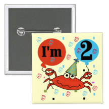 Crab 2nd Birthday Tshirts and Gifts Pin