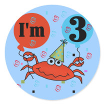 Crab 3rd Birthday Tshirts and Gifts Sticker