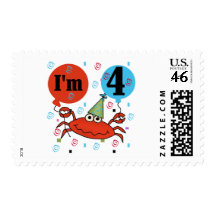 Crab 4th Birthday Tshirts and Gifts Stamp