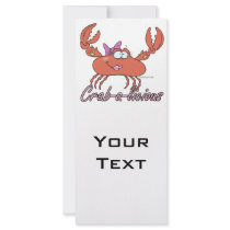 crab-a-licious cute girl crab cartoon rack cards