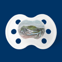 crab acrylic sea life beach square  blue painting pacifiers