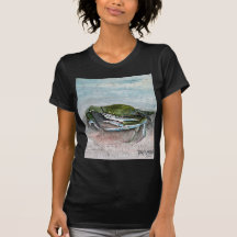 crab acrylic sea life beach square  blue painting tshirts