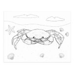 Crab Adult Coloring Postcard