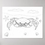Crab Adult Coloring Poster