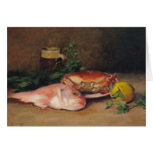 Crab and Red Mullet Greeting Cards